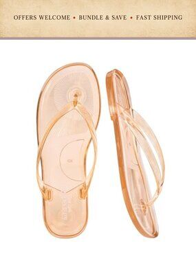Womens Jelly Flip Flops Soft Flexible PVC Thong Sandals Waterproof Non-Slip
